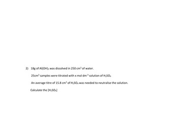 More Difficult Titration Calculation Questions