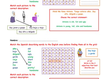 KS3 Spanish starter - physical descriptions