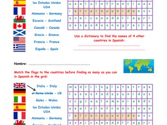 KS3 Spanish starter - countries