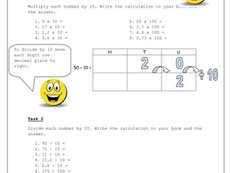 Multiply and dividing by 10, 100 and 1000. Differentiated x 3 KS2