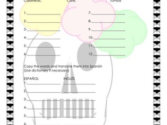 The Day of the dead dia de los muertos worksheets