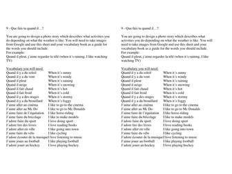 Weather and activities photostory
