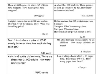 Fraction of Amount True or False activity