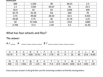 Multiplying and dividing decimals code breaker