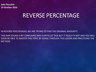 Reverse percentage
