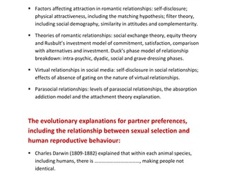 AQA new A Level Psychology Options Paper 3: Relationships- Evolutionary explanations.