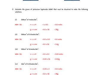 AQA GCSE Trilogy Science/Chemistry 9-1 (2016) CONCENTRATION CALCULATIONS