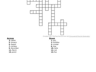 Year 7 crossword starter expo