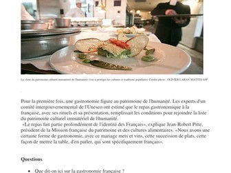 Patrimoine topic - gastronomie speaking card