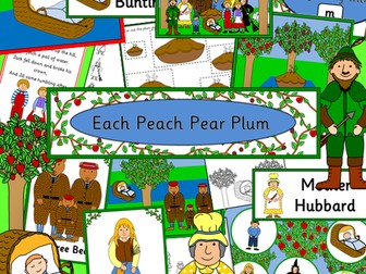 Each Peach Pear Plum story resource pack- posters, literacy, numeracy, nursery rhymes