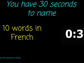 30 seconds to name Tutor Time Game