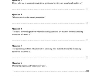 IGCSE 0455 Economics - Completed Exams and Test