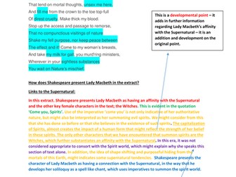Writing about Lady Macbeth - model essay guidance and worksheet