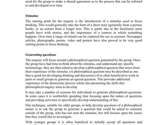 A step-by-step guide to leading a philosophical enquiry with children.