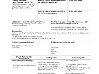 NEW! Year 3 PE lesson plan balancing