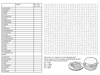 Huge French food wordsearch