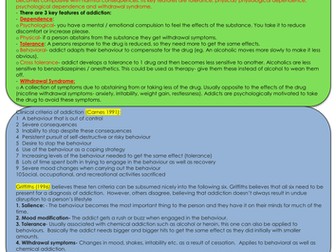 Revision displays/ notes / posters for NEW AQA Psychology A: Addiction