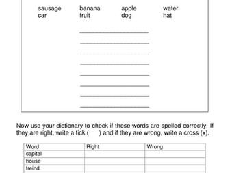 Dictionary skills challenge worksheet