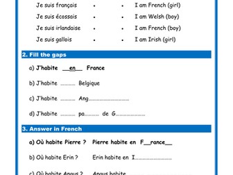 French countries & nationalities (Les pays) - Simple Worksheet (Studio/Expo)