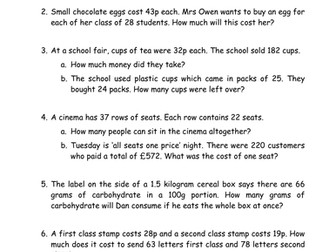 Multiplication and division problems