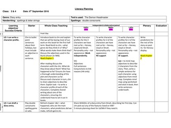 Literacy planning - The Demon Headmaster Year 3/4