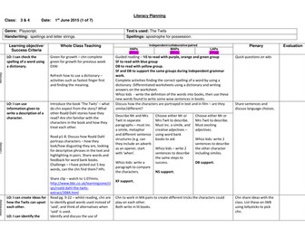 Literacy planning - The Twits Year 3/4 (5 weeks)