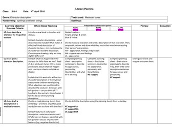Literacy planning - Medusa's Curse, Year 3/4 (7 weeks)