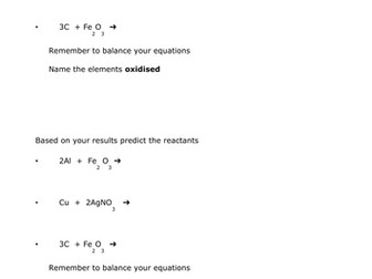 Reactivity series. C5 AQA New Specification, full lesson and worksheets.
