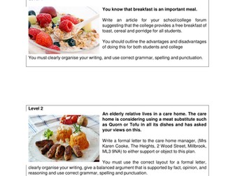 Healthy Eating Two - Writing Tasks