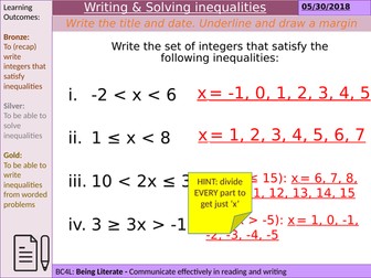 Writing inequalities from worded problems