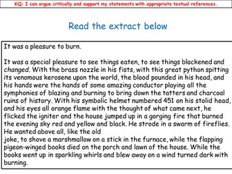 AQA English Language- Paper 1- Q4 A04 Evaluate- 1-9- Oustanding lesson- Farenheit-