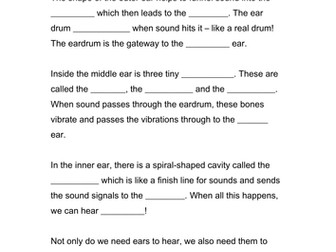 Parts of the ear cloze activity