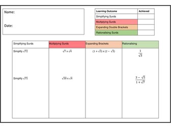 Surds - Differentiated Booklet