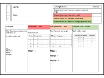 Averages from Grouped Data - Differentiated Booklet