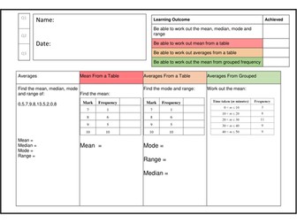 Averages from Grouped Data - Differentiated Booklet