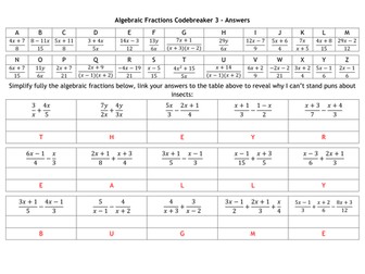 Algebraic Fractions Codebreakers