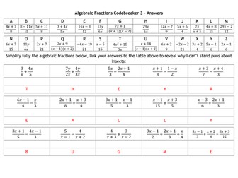 Algebraic Fractions Codebreakers