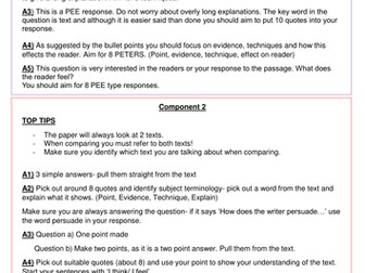 Eduqas English Language Component 1 and 2 question breakdown