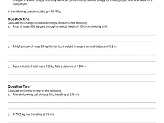 Kinetic & Gravitational Potential Energy (GCSE Physics P1 AQA 2016)