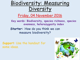 A Level Biology- Measuring Biodiversity- SNAB Unit 4