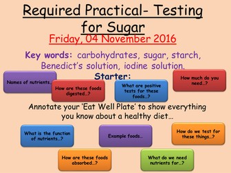 AQA- Organisation- Required Practical- Food Tests
