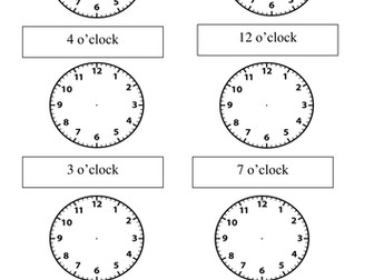 Year 1 - Telling the Time to o'clock