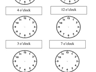 Year 1 - Telling the Time to o'clock