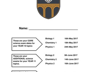 Year 11 GCSE Science Support Booklet for Triple/ Additional/ Core 2017
