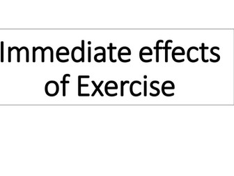 Immediate and Regular Effects of Exercise