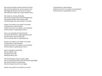 Song with original lyrics for Greek assembly