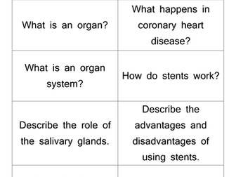 AQA GCSE 9-1 Biology (2016) Unit 2 (Organisation) REVISION QUESTIONS