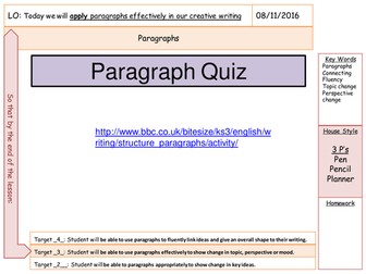 AQA   Creative Writing Paper 1- Section B Lessons 5 to 11