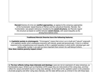 Lesson 8- Marxist theory- A Level sociology AQA, Crime and Deviance