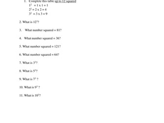 Mastery Square and Cube Numbers